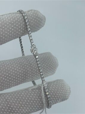 3 CT Lab Grown Diamond Tennis Bracelet 7” 14K White Gold Box Clasp VS1-SI1